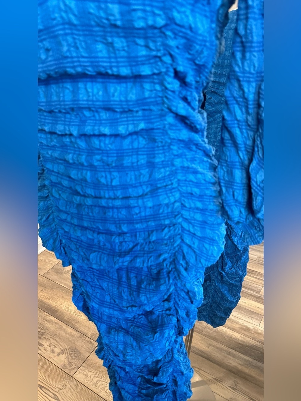 Zara Electric Blue Long Sleeve Ruched Midi Dress - Picture 8 of 12
